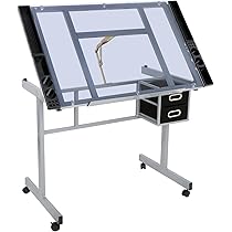 Chart Gallery スタンダード Amazon.com: ZenStyle Glass Top Drafting Table with Storage